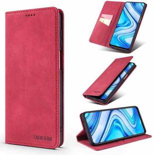 For Xiaomi Redmi Note 9S / Note 9 Pro TAOKKIM Retro Matte PU Horizontal Flip Leather Case with Holder & Card Slots(Red)