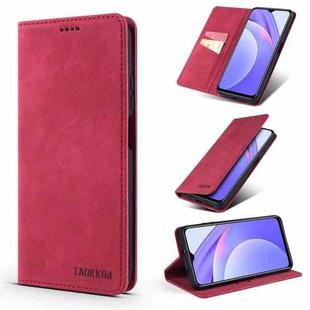 For Xiaomi Redmi 9T / Poco M3 TAOKKIM Retro Matte PU Horizontal Flip Leather Case with Holder & Card Slots(Red)