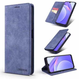 For Xiaomi Redmi Note 10S / Note 10 4G TAOKKIM Retro Matte PU Horizontal Flip Leather Case with Holder & Card Slots(Blue)