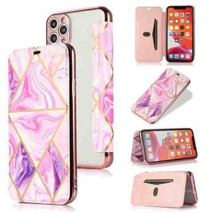 Bronzing Plating PU + TPU Horizontal Flip Leather Case with Holder & Card Slot For iPhone 11 Pro Max(Pink Purple)