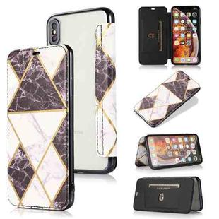 For iPhone XS Max Bronzing Plating PU + TPU Horizontal Flip Leather Case with Holder & Card Slot(Black)