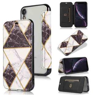 For iPhone XR Bronzing Plating PU + TPU Horizontal Flip Leather Case with Holder & Card Slot(Black)
