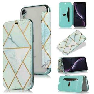 For iPhone XR Bronzing Plating PU + TPU Horizontal Flip Leather Case with Holder & Card Slot(Green)