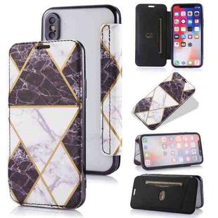 For iPhone X / XS Bronzing Plating PU + TPU Horizontal Flip Leather Case with Holder & Card Slot(Black)