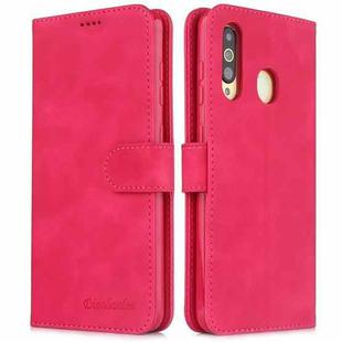 For Galaxy A20s Diaobaolee Pure Fresh Texture Horizontal Flip Leather Case, with Holder & Card Slot & Wallet & Photo Frame(Red)
