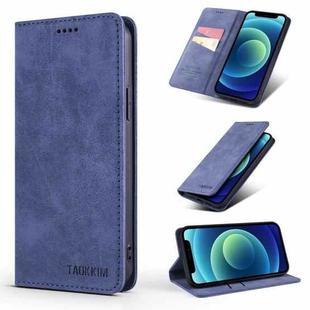 For iPhone 12 mini TAOKKIM Retro Matte PU Horizontal Flip Leather Case with Holder & Card Slots (Blue)