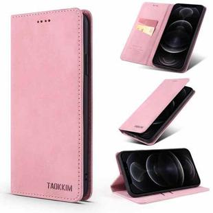 For iPhone 11 Pro TAOKKIM Retro Matte PU Horizontal Flip Leather Case with Holder & Card Slots (Pink)