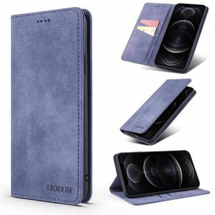 For iPhone 11 TAOKKIM Retro Matte PU Horizontal Flip Leather Case with Holder & Card Slots (Blue)