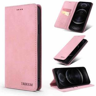 For iPhone 11 Pro Max TAOKKIM Retro Matte PU Horizontal Flip Leather Case with Holder & Card Slots (Pink)