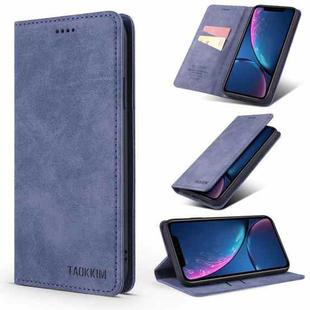 For iPhone X / XS TAOKKIM Retro Matte PU Horizontal Flip Leather Case with Holder & Card Slots(Blue)