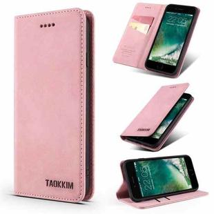 TAOKKIM Retro Matte PU Horizontal Flip Leather Case with Holder & Card Slots For iPhone 7 / 8 / SE 2020(Pink)