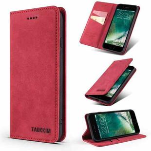 TAOKKIM Retro Matte PU Horizontal Flip Leather Case with Holder & Card Slots For iPhone 7 Plus / 8 Plus(Red)