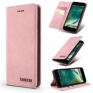TAOKKIM Retro Matte PU Horizontal Flip Leather Case with Holder & Card Slots For iPhone 7 Plus / 8 Plus(Pink)