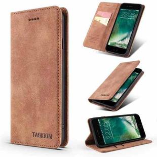 TAOKKIM Retro Matte PU Horizontal Flip Leather Case with Holder & Card Slots For iPhone 6 & 6s(Brown)