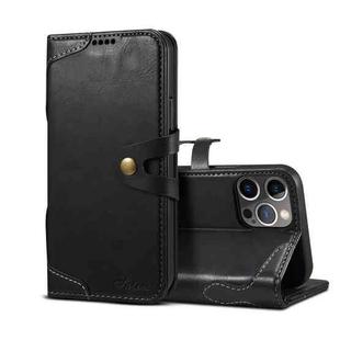 For iPhone 12 Pro Max Calf Texture Buckle Horizontal Flip Leather Case with Holder & Card Slots & Wallet(Black)