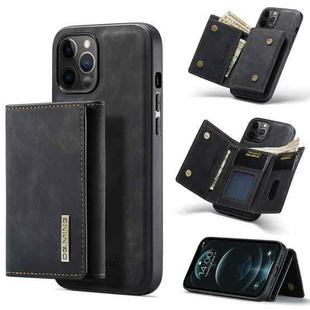 For iPhone 12 Pro Max DG.MING M1 Series 3-Fold Multi Card Wallet + Magnetic Back Cover Shockproof Case with Holder Function(Black)