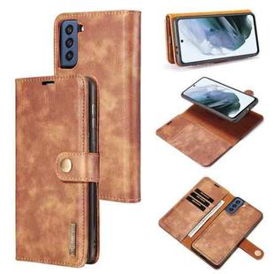 For Samsung Galaxy S21 FE DG.MING Crazy Horse Texture Flip Detachable Magnetic Leather Case with Holder & Card Slots & Wallet(Brown)
