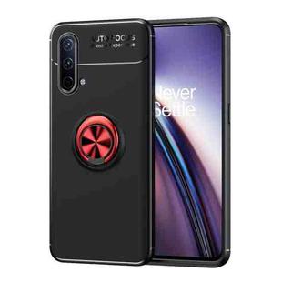 For OnePlus Nord CE 5G Metal Ring Holder 360 Degree Rotating TPU Case(Black Red)