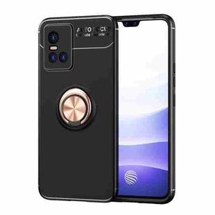 For vivo S10 Metal Ring Holder 360 Degree Rotating TPU Case(Black Gold)