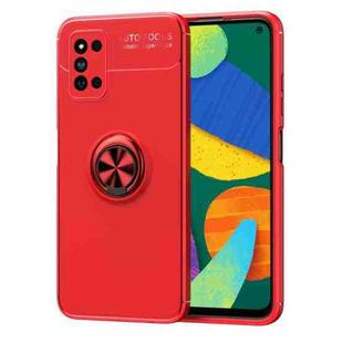 For Samsung Galaxy F52 5G Metal Ring Holder 360 Degree Rotating TPU Case(Red)