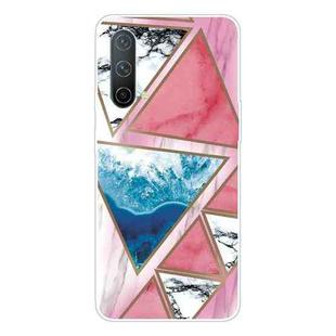 For OnePlus Nord CE 5G Abstract Marble Pattern TPU Protective Case(Blue Red Triangle)
