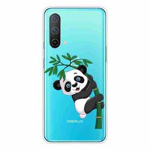 For OnePlus Nord CE 5G Colored Drawing Pattern High Transparent TPU Protective Case(Panda Climbing Bamboo)