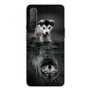 For OnePlus Nord CE 5G Colored Drawing Pattern High Transparent TPU Protective Case(Reflected Wolf)