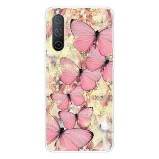 For OnePlus Nord CE 5G Colored Drawing Pattern High Transparent TPU Protective Case(Multiple Pink Butterflies)