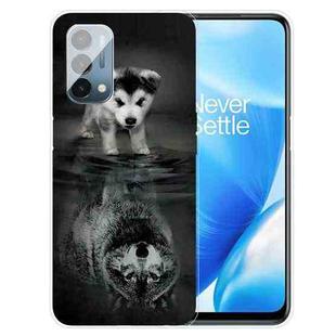 For OnePlus Nord N200 5G Colored Drawing Pattern High Transparent TPU Protective Case(Reflected Wolf)