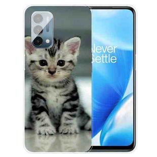 For OnePlus Nord N200 5G Colored Drawing Pattern High Transparent TPU Protective Case(Sitting Cat)