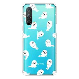 For OnePlus Nord CE 5G Painted Pattern High Transparent TPU Protective Case(White Sea Lion)