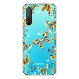 For OnePlus Nord CE 5G Colored Drawing Clear TPU Protective Case(Multiple Golden Butterflies)