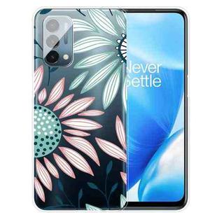 For OnePlus Nord N200 5G Colored Drawing Clear TPU Protective Case(Pink Green Flower)