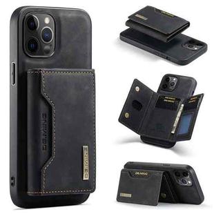 For iPhone 12 / 12 Pro DG.MING M2 Series 3-Fold Multi Card Bag + Magnetic Back Cover Shockproof Case with Wallet & Holder Function(Black)