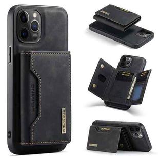 For iPhone 12 Pro Max DG.MING M2 Series 3-Fold Multi Card Bag + Magnetic Back Cover Shockproof Case with Wallet & Holder Function(Black)