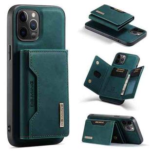 For iPhone 12 Pro Max DG.MING M2 Series 3-Fold Multi Card Bag + Magnetic Back Cover Shockproof Case with Wallet & Holder Function(Green)