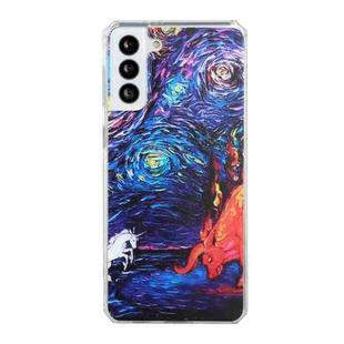 For Samsung Galaxy S21 FE Oil Painting Pattern TPU Shockproof Case(Starry Sky)