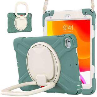 Pure Color Silicone + PC Protective Case with Holder & Shoulder Strap For iPad mini 5 / 4(Emerald Green)