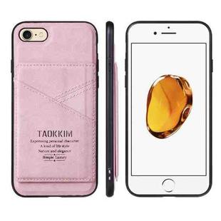 TAOKKIM Retro Matte PU Leather + PC + TPU Shockproof Back Cover Case with Holder & Card Slot For iPhone 6 & 6s(Pink)