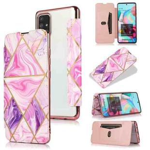For Samsung Galaxy A71 Bronzing Plating PU + TPU Horizontal Flip Leather Case with Holder & Card Slot(Pink Purple)