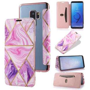 For Samsung Galaxy S9+ Bronzing Plating PU + TPU Horizontal Flip Leather Case with Holder & Card Slot(Pink Purple)