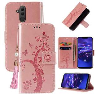 For Huawei Mate 20 lite Embossed Lucky Tree Horizontal Flip Leather Case with Holder & Card Slot & Wallet & Lanyard(Rose Gold)