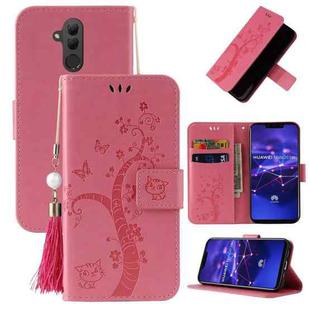 For Huawei Mate 20 lite Embossed Lucky Tree Horizontal Flip Leather Case with Holder & Card Slot & Wallet & Lanyard(Pink)