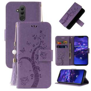 For Huawei Mate 20 lite Embossed Lucky Tree Horizontal Flip Leather Case with Holder & Card Slot & Wallet & Lanyard(Purple)
