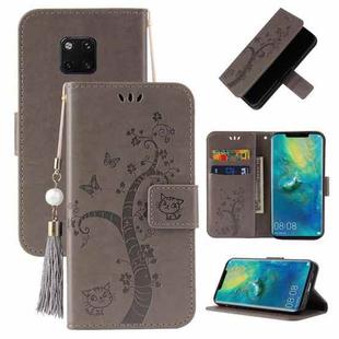 For Huawei Mate 20 Pro Embossed Lucky Tree Horizontal Flip Leather Case with Holder & Card Slot & Wallet & Lanyard(Grey)