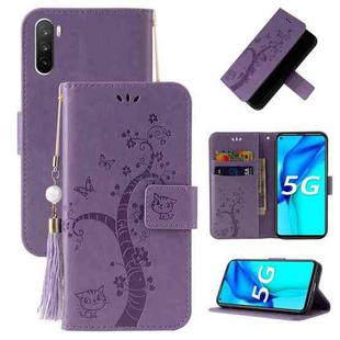 For Huawei Mate 40 Lite / Maimang 9 Embossed Lucky Tree Horizontal Flip Leather Case with Holder & Card Slot & Wallet & Lanyard(Purple)