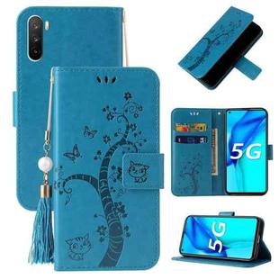 For Huawei Mate 40 Lite / Maimang 9 Embossed Lucky Tree Horizontal Flip Leather Case with Holder & Card Slot & Wallet & Lanyard(Blue)