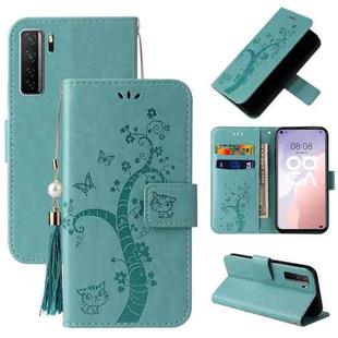 For Huawei nova 7 SE Embossed Lucky Tree Horizontal Flip Leather Case with Holder & Card Slot & Wallet & Lanyard(Green)