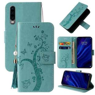 For Huawei P30 Embossed Lucky Tree Horizontal Flip Leather Case with Holder & Card Slot & Wallet & Lanyard(Green)