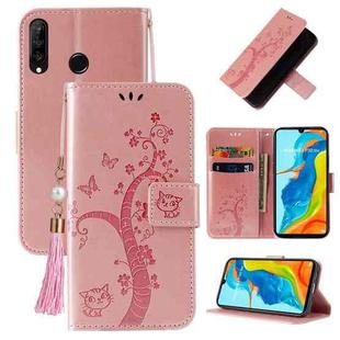 For Huawei P30 lite Embossed Lucky Tree Horizontal Flip Leather Case with Holder & Card Slot & Wallet & Lanyard(Rose Gold)
